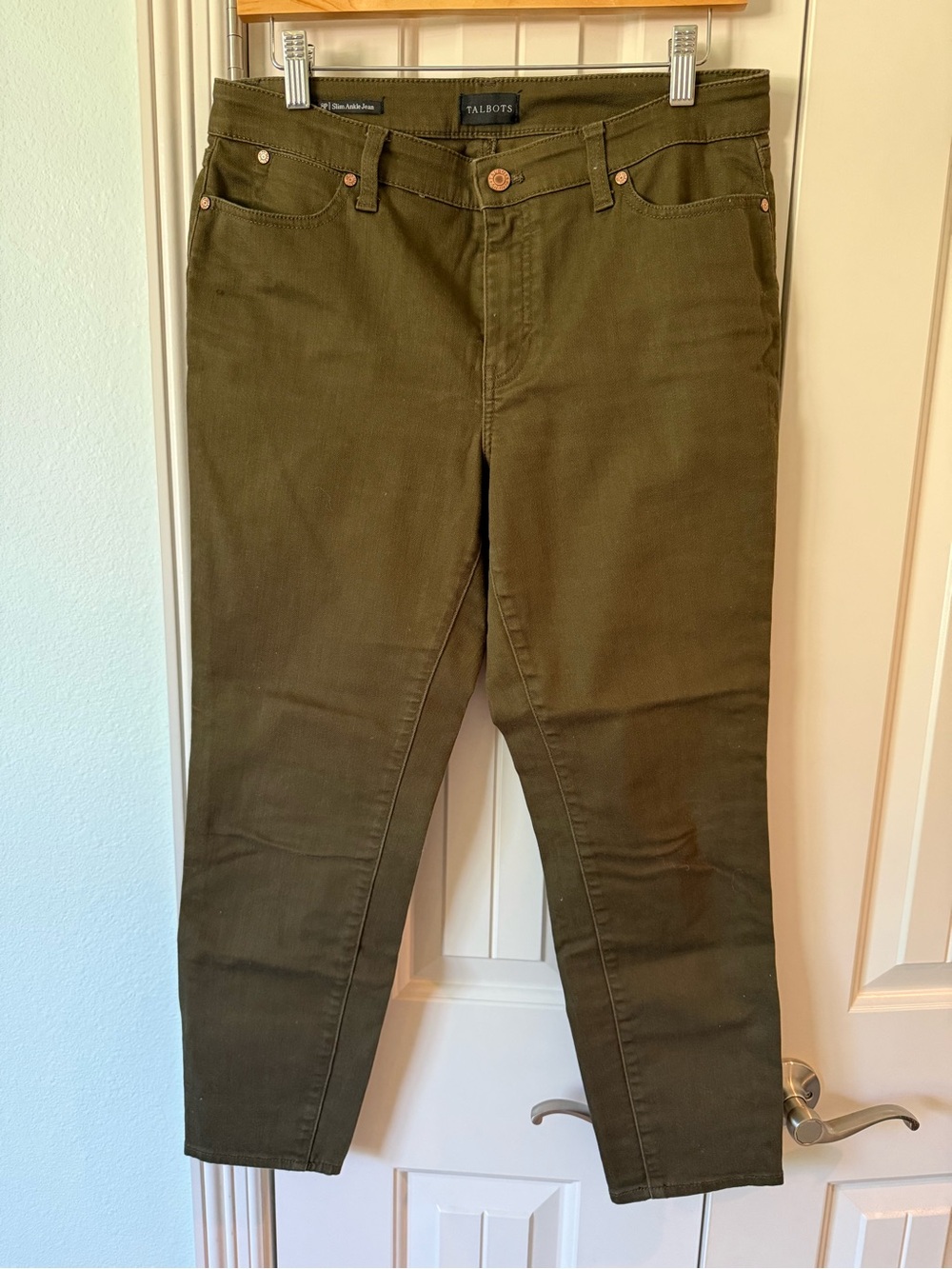 Talbots Olive Green Straight-Leg Jeans